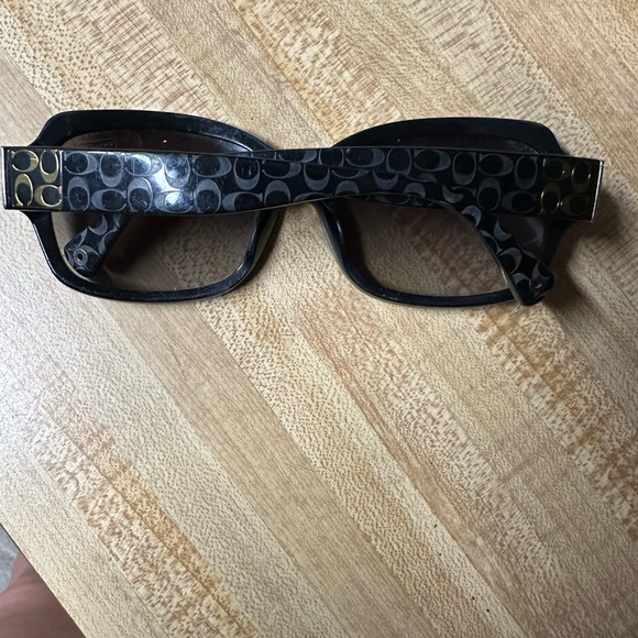 Coach sunglasses black with pink on the inside